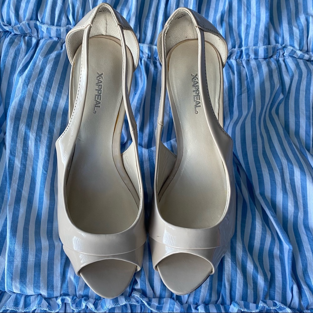 Nude Open Toe Sling Backs